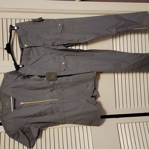 Jaanuu Brand New Scrub Set, Gray, Gold accent, Small